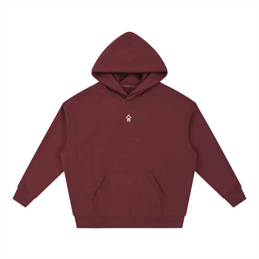 Essential Boxy Heavyweight Drop-Shoulder Hoodie in Dull Red by TWO THREE FOUR