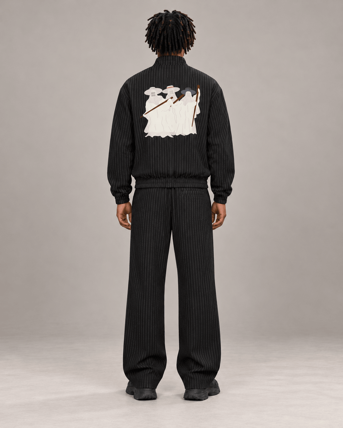Lagos Eyo Masquerade Unisex Striped Full-Zip Track Jacket, alternate view 2